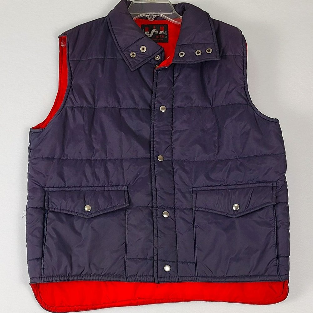 Alto Vintage Insulated Puffy Puffer Vest Mens Size Large Blue Snap Comfort Warm